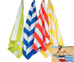Microfiber Stripe Beach Towel 소프트 파우치 캠핑을위한 여행 모래 해변 경량 타월 캠핑 BEAC 선물 HH7-4523256304
