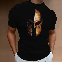 Erkek Tişörtler Spartan Savaşçıları Erkekler İçin T-shirt Baskı Slim Sweatshirt Üstler Yaz Yuvarlak Boyun Forması Strt Kısa Slve Erkek Giyim T240419