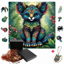 3D Puzzles Superb Wooden Animal Jigsaw Puzzles Brightly Colored Interactive Games For Adults Interesting Wood Board Set Children Toys 240419