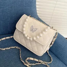 Drawstring Women Pearl Chain Shoulder Underarm Bags Casual Ladies Embroidery Thread Crossbody Female Butterfly Handbags And Purses