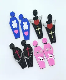 Halloween Gothic Lovely 4 Style Coffin Dangle örhängen för kvinnor Glitter Akrylsmycken Fashion Icon Accessories2224110