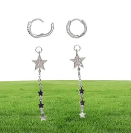 Nuovo Arrivo Star Star Placted Star Dangle Chain Star con CZ Hoop a due vie Usa la stella regalo di Natale Earring9092389