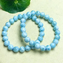 Link pulseiras naturais pulseira larimar de miçanga redonda mulher bela colorida cristal energia cura jóias de moda 1pcs 8/9/10mm