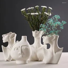 Vasen nordische abstrakte Gesicht Vase Home Dekoration Keramik getrocknete Blumen Wohnzimmer Büro Tisch Pflanze Topf Zubehör Zubehör