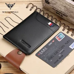 محفظة Williampolo rfid محفظة جلدية للرجال محفظة ضئيلة الذكور بطاقة الائتمان باب محفظة صغيرة إعادة صياغة محفظة للآباء يوم 296