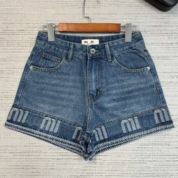 Nya kvinnors plus -storlek byxor designer brev kvinnor denim shorts elastiska midja jeans lyxdesigner sexig mini kort jeans avslappnad daglig sommargata stil jean shorts