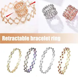 Bracelets de link 2 em 1 pulseira magia exagerável para mulheres charme de cristal brilhante anéis retráteis Jóias Gift Party S0x6