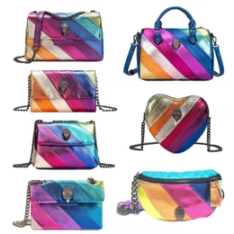 Kurt Geiger London Designer Torba torby na ramię Messenger Eagle Heart Rainbow Luksusowa torba górna uchwyt Srebrny pojedynczy łańcuch skórzany torba Trendy TE06 C4