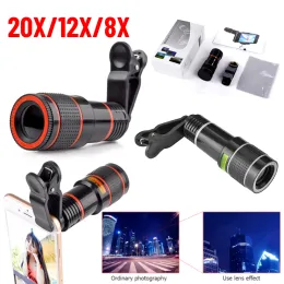 Teleskoplar Teleskop Telefoto Lens 20x/12x/8x Zoom Lens Harici akıllı telefon kamera lens ayarlanabilir odak uzunluğu yüksek büyütme lens