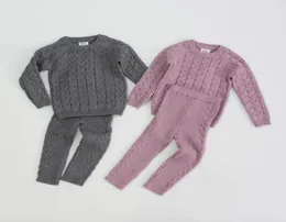 Baby Kids Knitting Stroje Baby Girling Kniting Sweater z długim rękawem Pulloverkniting Rajstopy Pants 2PC