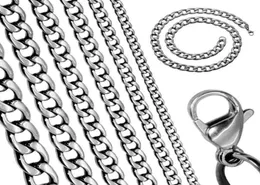 ファクトリーダイレクト10pcs onlot on stainless Steel Silver Mage 87mm Falt nk Curb Chain Link Necklace 1832 Inch3723274