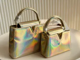 Капухинские женские сумки высокие качества сверкающая змея сумочка новая роскошная модная сумка для плеча золото