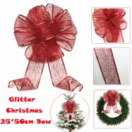 Flores decorativas Glitter Glitter Christmas Bow Bouquet Buquê Handcraft Decoração de decoração Drop Noel