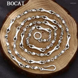 سلاسل Bocai S925 Sterling Silver Trendy شخصية مكسورة مكسورة قلادة العظام الهدية للرجال والنساء