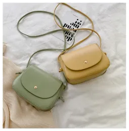 Buckets New Arrival Women Simple Shoulder Bag Candy Color PU Leather Ladies Small Square Crossbody Bags Female Handbags Torebki Damskie