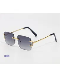 C Vintage Rimless الأسلاك الشمسية للنظارات الشمسية للرجال للنساء من أجل نظارات النظارات الفاخرة الصيفية