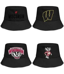 Wisconsin Badgers Football logo mens and women buckethat cool plain bucket baseballcap Gold Mesh8353373