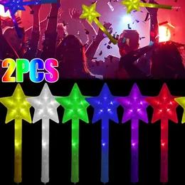 Dekoracja imprezy 1/2pcs LED GLOW STITKS Kolorowa gwiazda flash Stick Kids Up Toy na Boże Narodzenie ślub w ciemnych rekwizytach