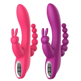 12 Modos G Spot Rabbit Vibrator Clitoral Estimulador Anal Tripla Curve Massageador Brinquedos sexuais para mulheres Casais Dildo 240412