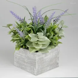 Decorative Flowers Artificial Lavender Plant In White Rustic Wood Box Hanging Mothers Day Gift Leaves Peony Wisteria Angela