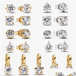 Stud 2023 Novo brinco de 925 para feminino para mulheres, gabaritos de moda de jóias de jóias pingentes DIY Fit Pandoras Brindes de diamante cultivados em laboratório DHLOA