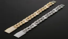 Cuba Bracelet Quality HipHop Bracelet Full Diamond Bracelet Micro Cubic Zirconia Men Jewelry Copper Plating14k Gold Fashion6253283