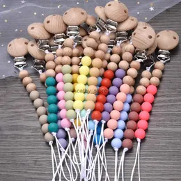 Pedra-chupetas# Madeira Handmade Wood Wood Baby Chain Chain redonda Silicone Beds Infant Applease Clipes Anti-Drop Dummy Holder CliPl2403