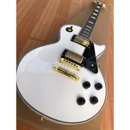 Guitarra elétrica clássica do cartão branco clássico, corpo de piano de madeira maciça, acessórios de qualidade, entrega gratuita para casa.