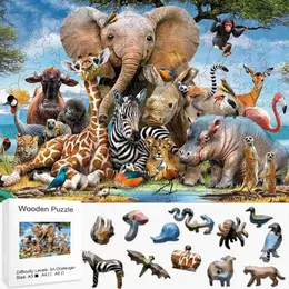 3D Puzzles Animals Intelligence drewniane łamigłówki edukacyjne Montessori Jigsaw Puzzle dorośli Intelektualna zabawka dla rodziców modelu zestaw hobby DIY 240419