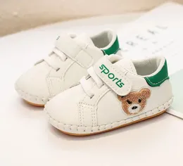 Babyschuhe Neugeborene Jungen Mädchen First Walkers Kinder Kleinkinder Schnürung PU -Turnschuhe Vorkern weiße Schuhe 3c