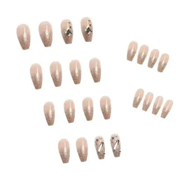 2024 24pcs Rhinestone Design Fake Nails Shiny Bridal Women Lady Party Nail Diy Decorations Press On Nail Tips False Nail Patch för