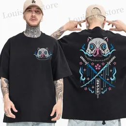 Мужские футболки Summer Mens Anime Devil Killer Print Fit 100% хлопок японский аниме-зверь высшего качества повседневная одежда T240419