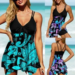 Sommer Womens Bikini 2 Piece Set reguläre Badebekleidung Wave Print Tanktop Sexy Holiday Beach Wear S6XL 240416