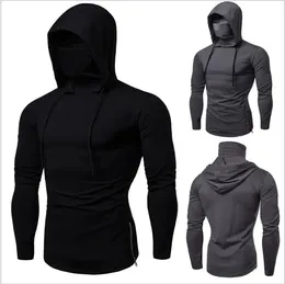 Mens Hooded Long Sleeve T-shirt Stylish Athletic Fitness Top för en europeisk-amerikansk look 240409