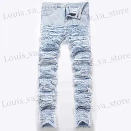 Jeans maschi europei uomini industriali pesanti europei impilati pantaloni dritti non stretici