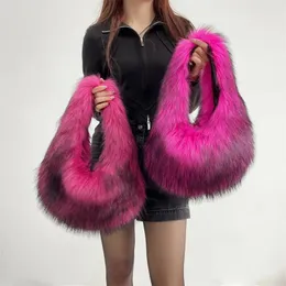 Hobo Vintage Faux Fur Hobos Torba na ramię dla kobiet modna designerska torebka i torebki 2024 Casual Ladies Pluszowe torby