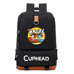 حقائب الظهر لعبة Cuphead Game Mugman Backpack for Boys Girls Travel Conder Backpack Men Women Large Carty Daily Bookbag Mochila