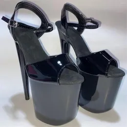 Sapatos de dança 20 cm de salto alto brilhante Modelos sexy odeie a plataforma de pólo de tamanho grande de tamanho de céu