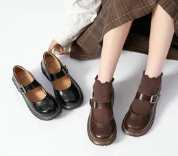 SCARPE MARY JANE SPESSA SOLEED GUATHE GITHER DONNE RETRO LOLITA Giapponese JK Uniform Girl Girl College Style 2207142696122