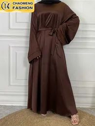 Ethnic Clothing Chaomeng Ramadan Abaya Femme Musulmane Satin Hijab Dress Turkey Kaftan Caftan Marocain Muslim For Women Vestido Islam Maxi Robe d240419