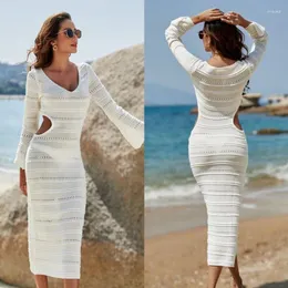 Urlaub Outfits Badeanzug für Mädchen Strand Kleidung Frauen 2024 Französische Strickkleid Frauen Hals Leicht reife Ins Nadel fest