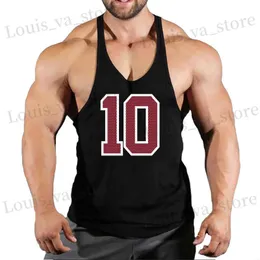 Herren T-Shirts Brand Fitnessstudio Kleidung Baumwoll-Singuletts Nr. 10 24 Bodybuilding Stringer Tank Top Männer Hemd Muskel-Jungs Slveless Vest Tanktop T240419