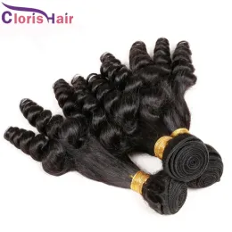 Wefts New Fashion Aunty Funmi Raw Indian Virgin Extensions Unprocessed Bouncy Spiral Romance Curls 100% Human Hair Weave Wholesale 3 Bun