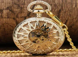 Steampunk Antique Black Gold Bronze Pocket Watch szkieletowe wirowanie ręczne zegarki mechaniczne męskie damskie zegar łańcucha wisienia Prezent 8704263