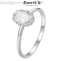 Solitaire Ring Bamoer U 1ct Moissanit Ring Ring Restro Barging Oval Solitaire Band Ring Ring Lab Создано бриллиантовое оригинальное для женщин подарки Mother D240419