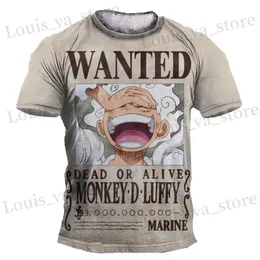 القمصان الخاصة بالرجال أنيمي t men t Shirt قطعة واحدة monkeydluffy العتاد الخامس لوفي تي شيرت بوي الملابس بويز القمصان thirts childrens رجل tops t240419