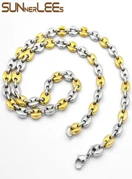 Fashion Jewelry Silver Gold Color 5mm 7mm 9mm 11mm Rostfritt stål Nackband Menskvinnor Kaffebönor Link Chain SC13 N5924111