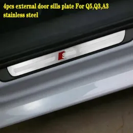 Styling High quality stainless steel 4pcs car door sills scuff protective plate,pedal decorative plate,Threshold protection bar For Audi Q