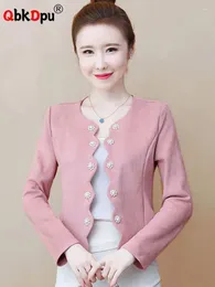 سترات نسائية نساء o-neck long sleeve المعاطف القصيرة قمم الكورية الأزياء النحيفة النحيفة كارديجان ربيع فال