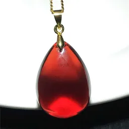 Pendant Necklaces Natural Red Blood Amber Pendant Necklace Jewelry For Woman Man Healing Love Gift 23x16mm Beads Crystal Silver Chains Stone AAAAA 240419